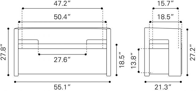 Zuo® Modern Papua Gray Bench-2