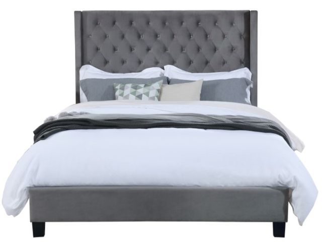 Mazin Furniture Deirdre Upholstered Gray Queen Platform Bed-1