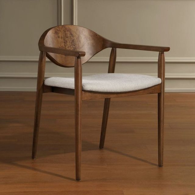 Uttermost® Augusta Walnut/White Dining Arm Chair-1