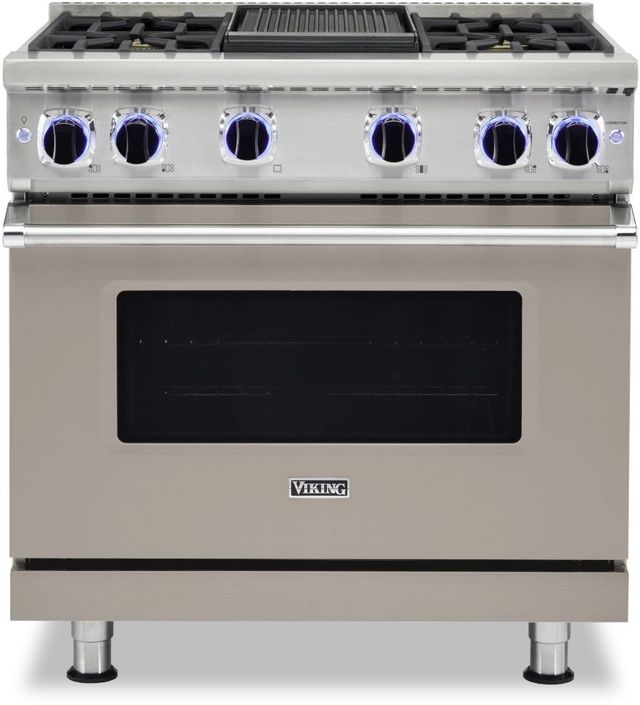 Viking® 7 Series 36" Pacific Grey Pro Style Liquid Propane Range with 12" Reversible Griddle-0