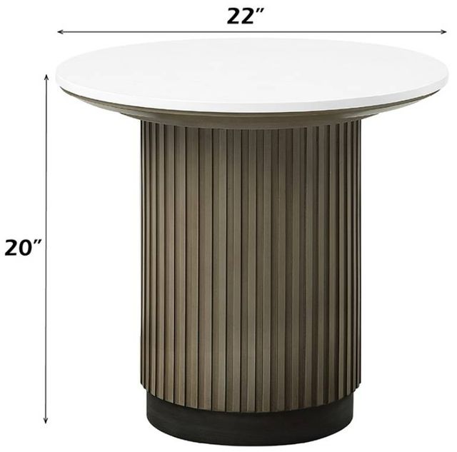 ACME Furniture Clayten White End Table with Light Oak Base-2