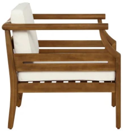 Linon Corolla Beige Acacia/Fabric Outdoor Club Chair-4