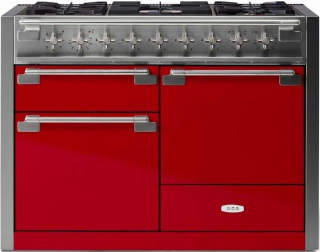 AGA™ Elise 48" Stainless Steel Pro Style Dual Fuel Range with Piccadilly Red Door