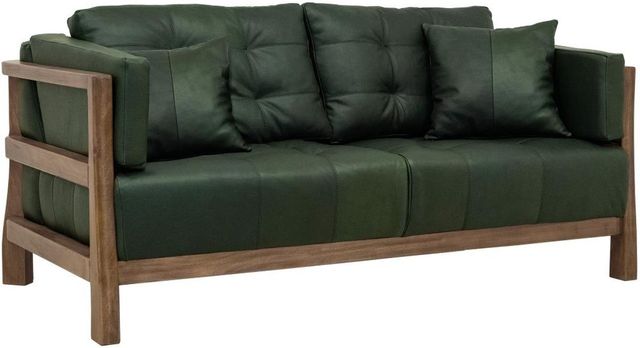 International Furniture Direct Roots Brown/Green Leather Loveseat-0