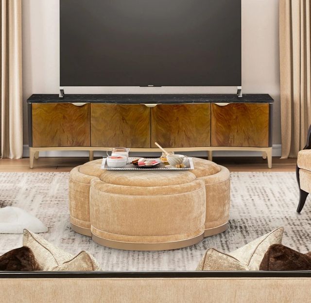 Michael Amini® Malibu Crest Crotch Mahogany TV Console-1