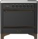 Ilve® Majestic III 36" Graphite Matte Pro Style Induction Range with Solid Door and Burnished Trim-0