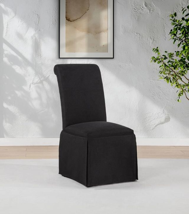 Coaster® Shawna 2-Piece Black Upholstered Skirted Side Chair Set-1