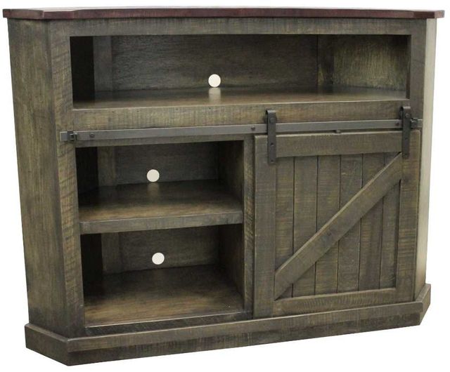 American Heartland Manufacturing Rustic Two Tone Tall Bower Corner TV Cart-1