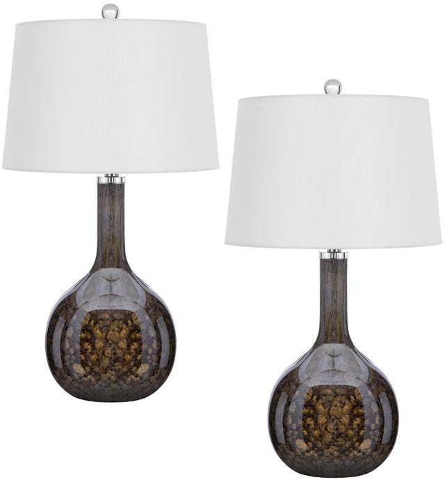 Cal® Lighting & Accessories Gourd Style 2-Piece Antique Gold Luster Table Lamp Set-0