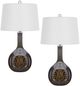 Cal® Lighting & Accessories Gourd Style 2-Piece Antique Gold Luster Table Lamp Set-0