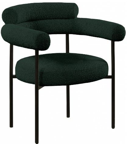 Meridian Furniture Blake Green/Matte Black Boucle Dining Chair-0