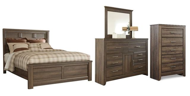Signature Design by Ashley® Juararo 4-Piece Dark Brown Queen Panel Bed Set-0