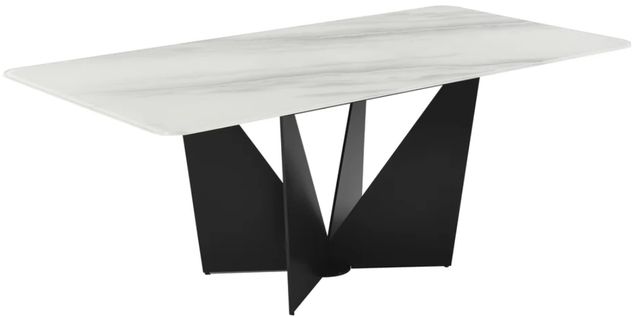 Armen Living Olivia White Top Dining Table with Black Base-0
