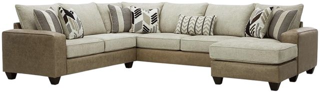 Albany Industries 3-Piece Clash Buff/Puccini Khaki Chaise Sectional-0