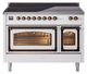 Ilve® Nostalgie II Noblesse 48'' White Pro Style Induction Range with Burnished Trim-0