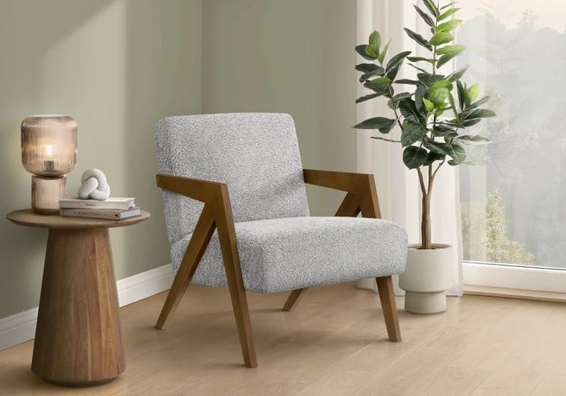 Monarch Specialties Inc. Brown Walnut/Light Grey 30" Accent Chair-1