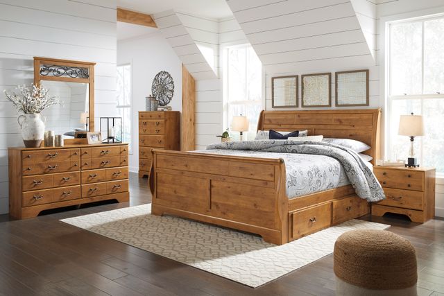 Signature Design by Ashley® Bittersweet 5-Piece Light Brown Queen Sleigh Headboard Bed Set-3