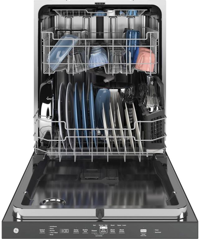 GE® ENERGY STAR® 24" White Top Control Built-In Dishwasher with Sanitize Cycle-3