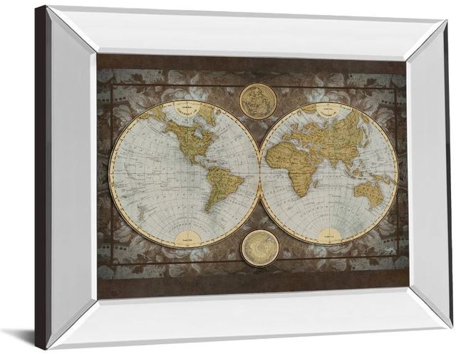 Classy Art World Map by Elizabeth Medley Mirror Framed Wall Art-1