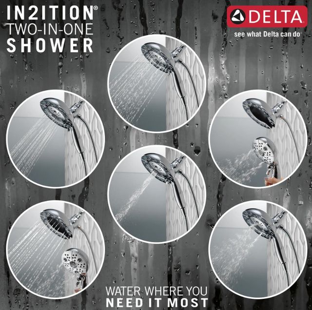 Delta Universal Showering Chrome 12" H2Okinetic® In2ition® 5-Setting Two-in-One Shower-3
