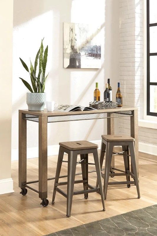 Hammary® Maya Natural Pecan Counter Console with Two Stools-1