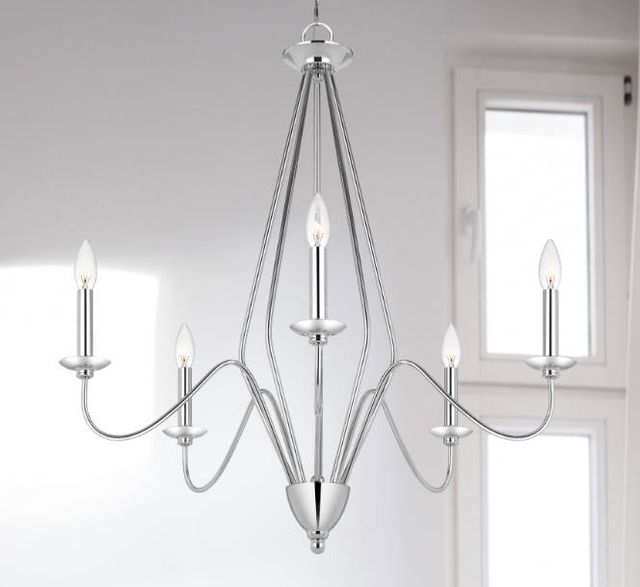 Cal® Lighting & Accessories Norwich 5-Light Chrome Metal Chandelier-2