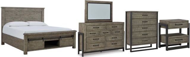 Signature Design by Ashley® Brennagan 5-Piece Gray California King Storage Panel Bed Set-0