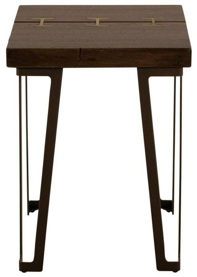 International Furniture Direct Walnut Reddish Brown Chairside Table with Black Base-2