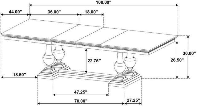 Coaster® Ridgewell Dark Oak Trestle Dining Table-2