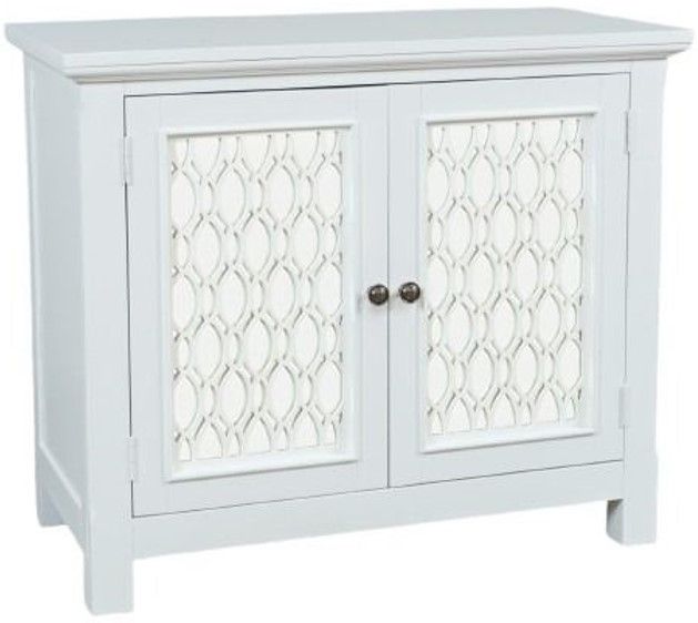 Jofran Inc. Isabella White 38" Mirrored Accent Cabinet-0