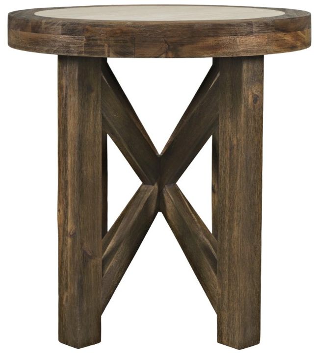 Jofran Inc. Sierrafina Beige Round End Table with Cortado Base-0