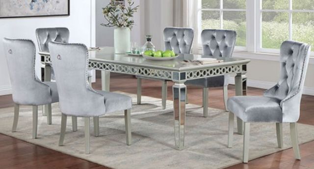 Furniture of America® Adalia 7-Piece Dark Gray/Silver Dining Set-0
