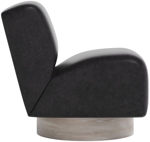 Bernhardt Marley Bernhardt Living Black Leather Swivel Chair-2