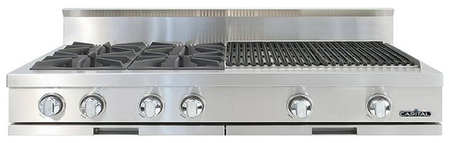 Capital Cooking™ Capital Chef 48" Stainless Steel Open Burner Gas Rangetop with 24" Grill-0