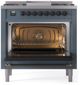 Ilve® Nostalgie II Series 36" Blue Gray Pro Style Dual Fuel Range-4