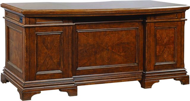 aspenhome® Hawthorne Brown Cherry 66" Curved Executive Desk-2