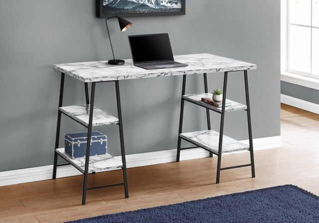 Monarch Specialties Inc. White Marble-Look Computer Desk-1
