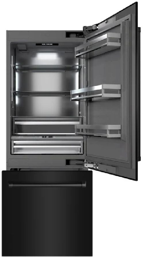 ZLINE 30" 16.1 Cu. Ft. Black Stainless Steel Built-In Bottom Freezer Refrigerator with Graphite Gray Interior-1