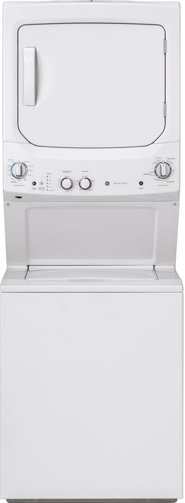 Scratch N' Dent GE® Unitized Spacemaker® 3.8 Cu. Ft. Washer, 5.9 Cu. Ft. White On White Electric Dryer-0