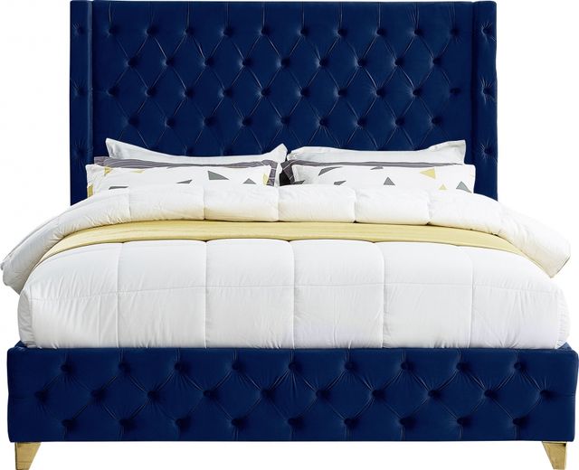 Meridian Furniture Savan Navy King Upholstered Panel Bed-1