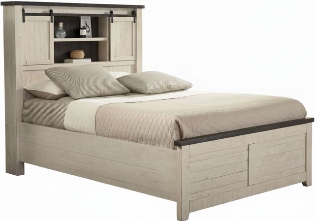 Jofran Inc. Madison County 4-Piece Vintage White Queen Barn Door Bedroom Set-2