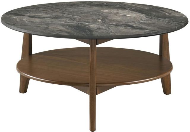 Coaster® Bradley Smokey Gray Coffee table with Dark Brown Base-4