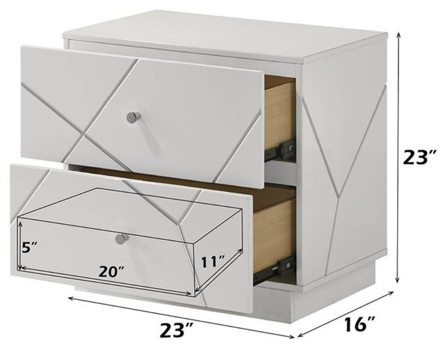 ACME Furniture Esther White/Silver High Gloss Nightstand-2