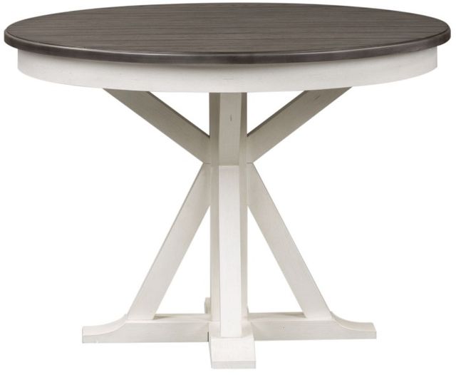 Liberty Furniture Allyson Park Charcoal Dining Pedestal Table with Wirebrushed White Base-0