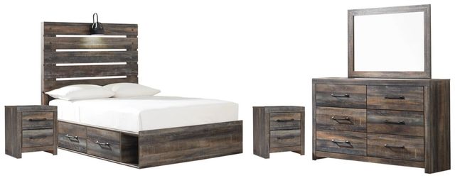 Signature Design by Ashley® Drystan 5-Piece Brown Rustic Full Youth Storage Bed Set-0