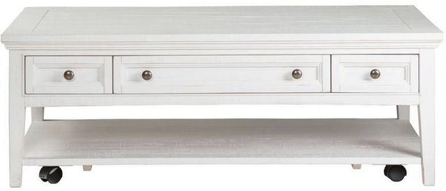 Magnussen Home® Heron Cove Chalk White Rectangular Cocktail Table with Casters-1