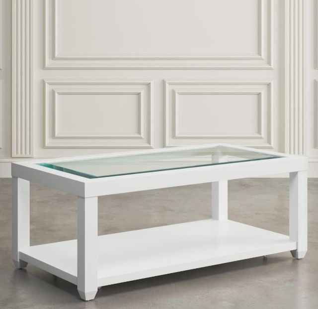 Jofran Inc. Urban Icon Glass Top Coffee Table with White Base-1