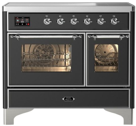 Ilve® Majestic III 40" Graphite Matte Pro Style Induction Range with Triple Glass Door and Chrome Trim-0