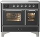 Ilve® Majestic III 40" Graphite Matte Pro Style Induction Range with Triple Glass Door and Chrome Trim-0