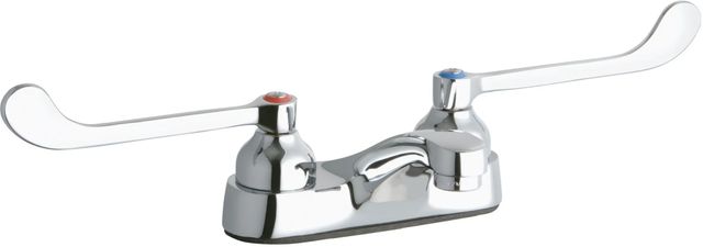 Elkay Chrome 4" Centerset Exposed Deck Faucet with Integral Spout and 6" Wristblade Handles-0